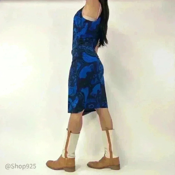 Michael Kors Printed Blue Stretch Midi Dress - Picture 4 of 8